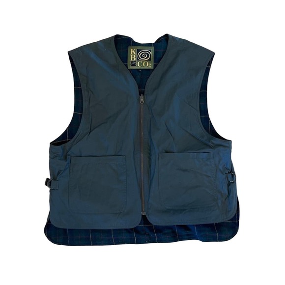 Mens Kenneth Barnard KB Co2 Olive Green Vest w/Wool Plaid Lining sz L - Picture 1 of 6